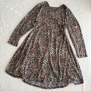 Kate & Mallory Women's Viscose Blend Leopard Print Long Sleeve Dress, 1X